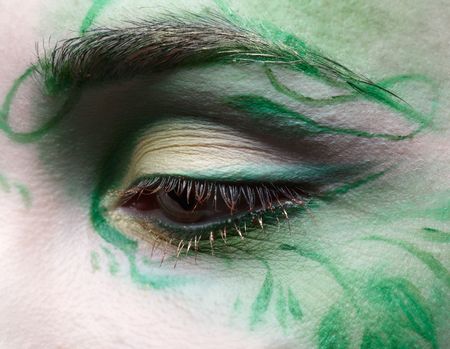 close up of girl's eyezone elven bodyartの写真素材