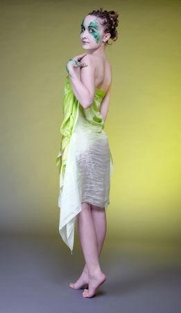 portrait of beautiful elven girl with bodyartの写真素材