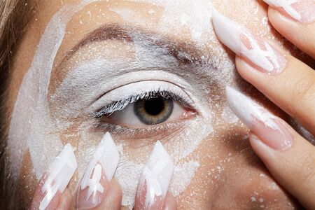 close-up portrait of girl's eye-zone bodyartの写真素材