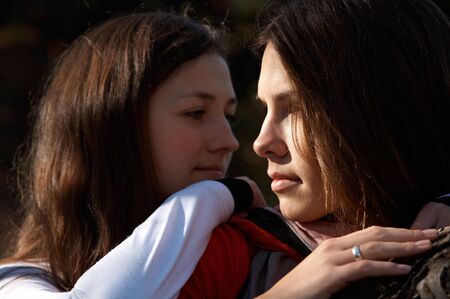 Portrait of brunette girlsの写真素材