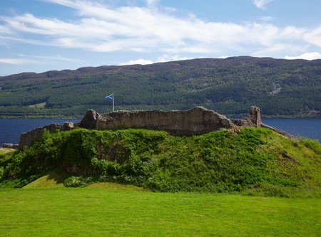 Ruins of Urquhart Castle near Loch Ness likeの写真素材