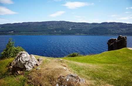 Ruins of Urquhart Castle near Loch Ness likeの写真素材