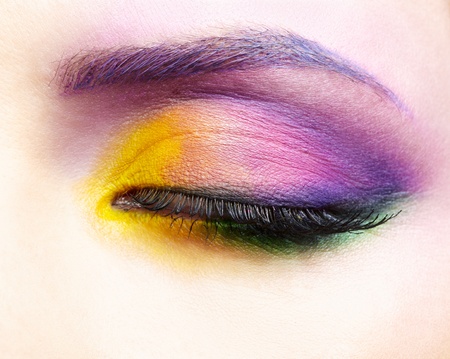 close-up portrait of beautiful woman's eye zone make upの写真素材
