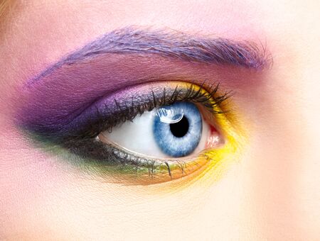 close-up portrait of beautiful woman eye zone make upの写真素材