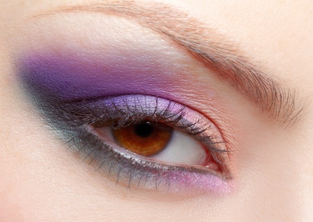 close-up portrait of young beautiful woman's eye zone make-upの写真素材