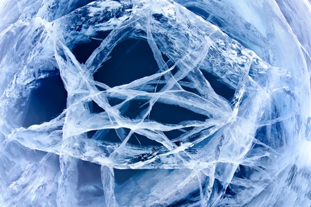 wide angle shot of frozen surface of baikal lake ice
