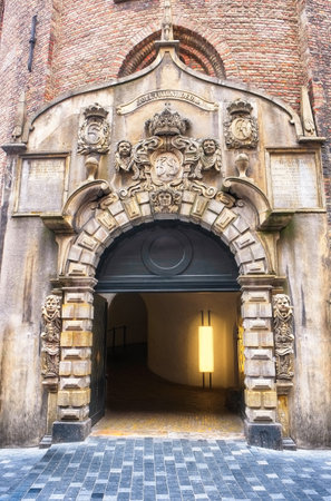 The entrance to the Rundetårn (English: Round Tower) in Copenhagen, Denmark. It was built as an astronomical observatory.のeditorial素材