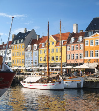 COPENHAGEN, DENMARK - AUGUST 22, 2014: The Nyhavn canal.  Nyhavn is waterfront, canal and...