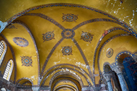 ISTANBUL, TURKEY - JULY 9, 2014: The interior of Hagia Sophia Dome, Istanbulのeditorial素材