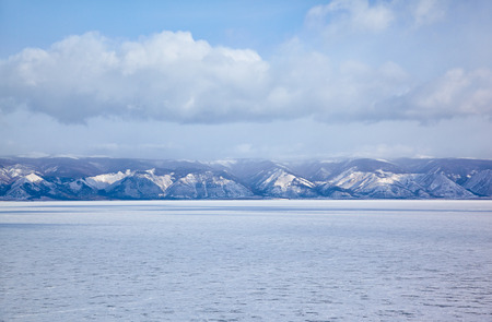 Siberian lake Baikal in winter time, Small Sea regionの写真素材