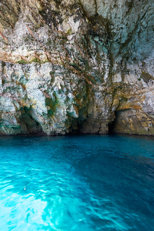 Inside Blue Grotto - nature landmark on south part of Malta islandの写真素材