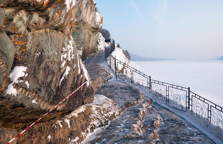 TOMSKAYA PISANITSA, RUSSIA - JANUARY 04, 2019: Western Siberia. It is famous for 280 made by Shors people dating from 4000?1000 BC.のeditorial素材
