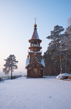 TOMSKAYA PISANITSA, RUSSIA - JANUARY 04, 2019: Chapel in honor of Saints Cyril and Methodiusのeditorial素材
