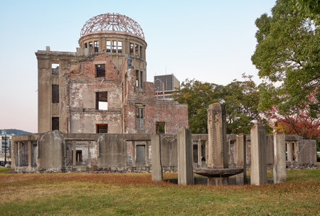 The skeletal ruins of Atomic Bomb Dome, the former Hiroshima Prefectural Industrial Promotion Hall, which has been at the atomic bomb hypocenter. Hiroshima. Japanのeditorial素材