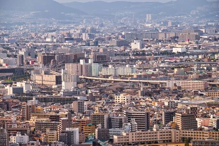 The birds eye view of Osaka metropolis from the Umeda Sky Building Observatory. Osaka. Japan