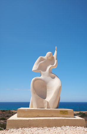 AYIA NAPA, CYPRUS - JUNE 18, 2018: Sculpture of Igor Chernoglasov The Violoncello in Ayia Napa international Sculpture Park. Cyprusのeditorial素材