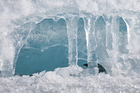 Icicles. Background of winter Ice texture