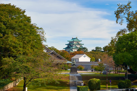Nagoya, Japan â October 20, 2019: A statue of Kato Kiyomasa, a Japanese daimyo of Edo periods and an expert builder of Nagoya castle. Nagoya. Japanのeditorial素材