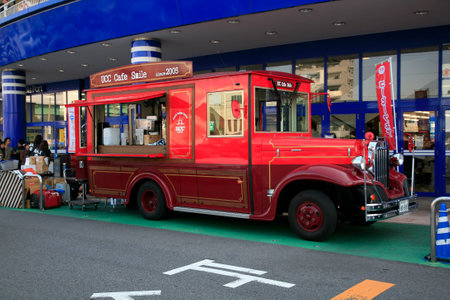 Nagoya, Japan - November 17, 2007: Food truck UCC Cafe Smile in Nagoya, Japanのeditorial素材