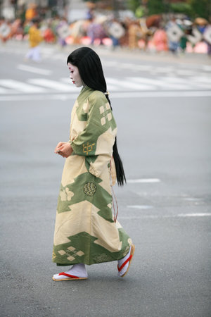 Kyoto, Japan - October 22, 2007: A noblewoman of in traditional costume. The historical reconstruction at Jidai Festival. Kyoto. Japan. Kyoto. Japanのeditorial素材