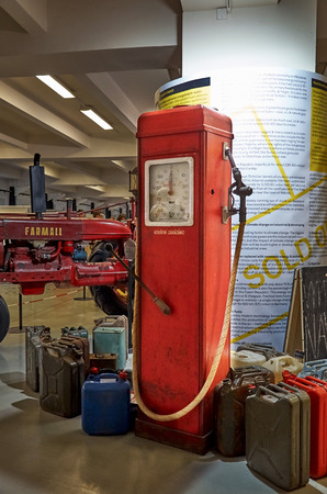 Czech Republic. Prague. National Technical Museum. Converted gas station with gasoline. June 11, 2016のeditorial素材