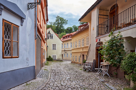 Czech Republic. Prague. Beautiful and narrow street in Prague. June 13, 2016のeditorial素材