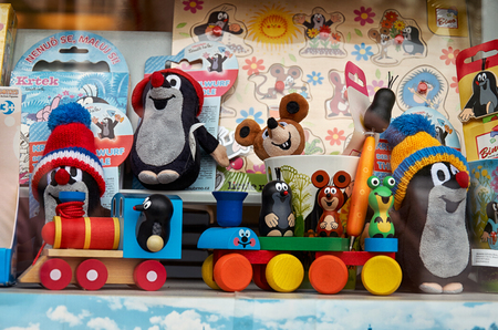 Czech Republic. Prague. Moles in a shop window in Prague. 15 June 2016.のeditorial素材