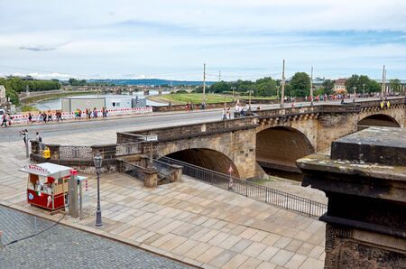 Germany. Dresden. Bridge on the River Eba in Dresden. 16 June 2016.のeditorial素材