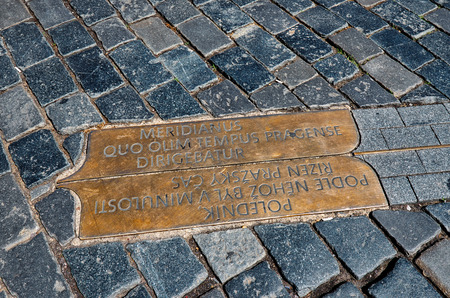 Czech Republic. Prague. The Prague meridian on the Old Town Square. 18 June 2016.のeditorial素材