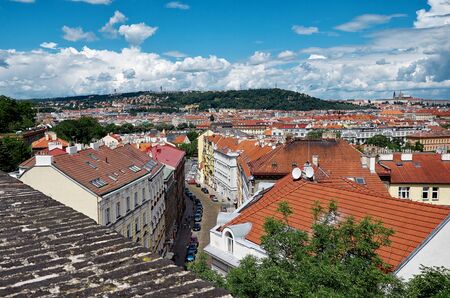 Czech Republic. Prague. The view from the height on the houses in Prague.の写真素材