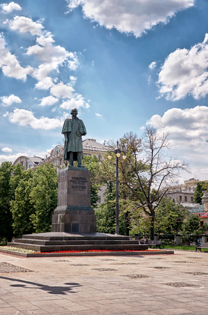 Russia. Moscow. Monument to Gogol in Moscow on Gogol Boulevard. 20 June 2016.のeditorial素材