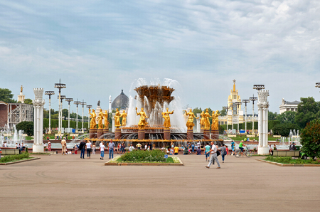 Russia. Moscow. Fountain of Friendship of Peoples at the Exhibition of Economic Achievements in Moscow. 21 June 2016.のeditorial素材