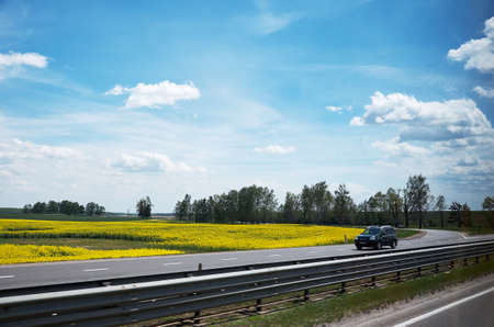 Belarus. Minsk. Yellow field. Rape growing in Belarus. May 21, 2017のeditorial素材