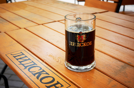 Belarus. Brest. Lida beer in a branded mug. May 23, 2017のeditorial素材