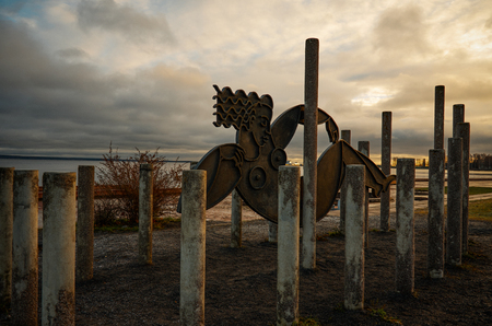 Karelia. Petrozavodsk. The gift of the city is twinned. Sculpture Sleeping Beauty on the shore of Lake Onega. November 14, 2017のeditorial素材