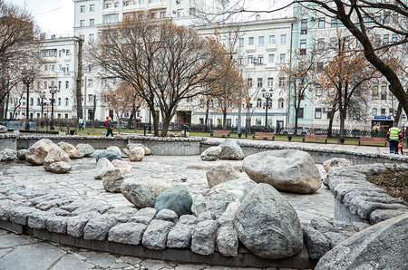 Russia. Moscow. Park in Moscow on the Clean Ponds. November 18, 2017のeditorial素材