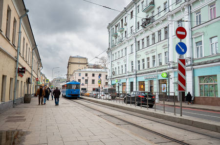 Russia. Moscow. Streets and houses in Moscow in the area of Chistye Prudy. November 18, 2017のeditorial素材