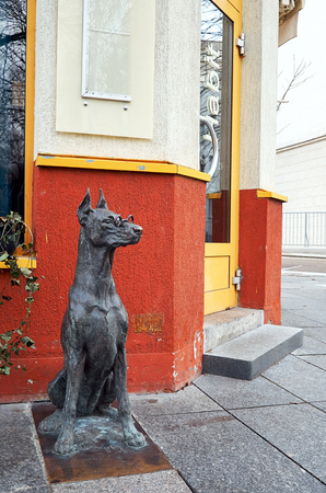 Lithuania. Vilnius. Sculpture of a dog in Gedimin street in Vilnius. December 31, 2017のeditorial素材