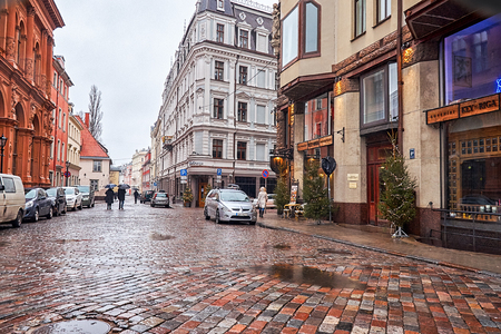 Latvia. Riga. Streets of the Old Town in Riga for Christmas. January 01, 2018のeditorial素材