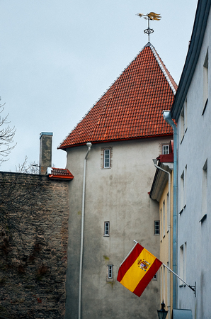 Estonia. Tallinn. Historical houses in the Old Town of Tallinn. January 2, 2018のeditorial素材
