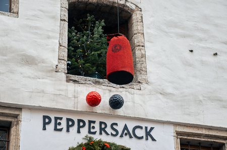 Estonia. Tallinn. Christmas decoration in the Old Town of Tallinn. January 2, 2018のeditorial素材