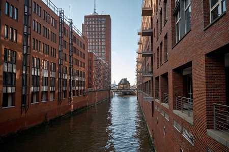 Germany. Hamburg. A barn city with brick houses in Hamburg. February 13, 2018のeditorial素材