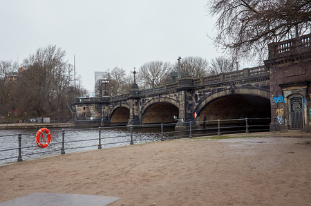Germany. Hamburg. The bridge on Lake Alster in Hamburg. February 12, 2018のeditorial素材