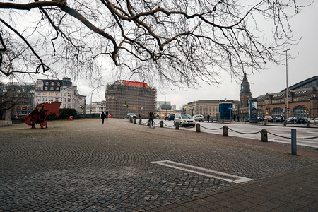 Germany. Hamburg. Town houses on Hamburg street. February 12, 2018のeditorial素材