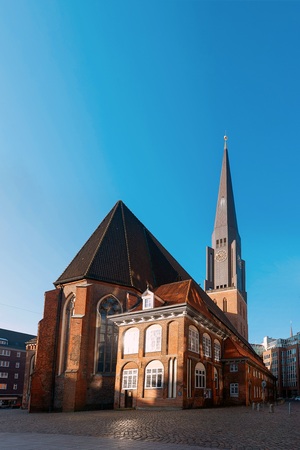 Germany. Hamburg St. Jacob's Church on the Moenckebergstrasse shopping street in Hamburg. February 13, 2018のeditorial素材