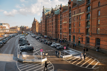 Germany. Hamburg. A barn city with brick houses in Hamburg. February 13, 2018のeditorial素材