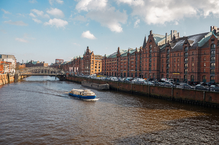 Germany. Hamburg. A barn city with brick houses in Hamburg. February 13, 2018