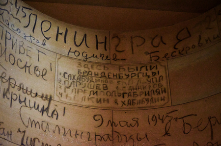 Germany. Berlin. Inscriptions of Soviet soldiers in the Reichstag in Berlin. February 16, 2018のeditorial素材