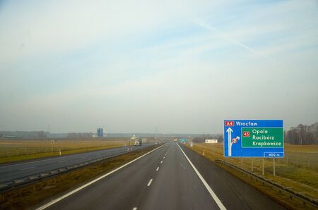 Poland. Wroclaw Road between the cities of Poland. February 20, 2018