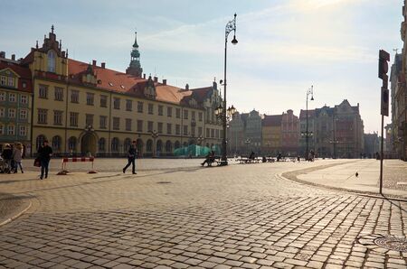 Poland. Wroclaw Houses and streets of the city of Wroclaw. Cityscape. February 20, 2018のeditorial素材